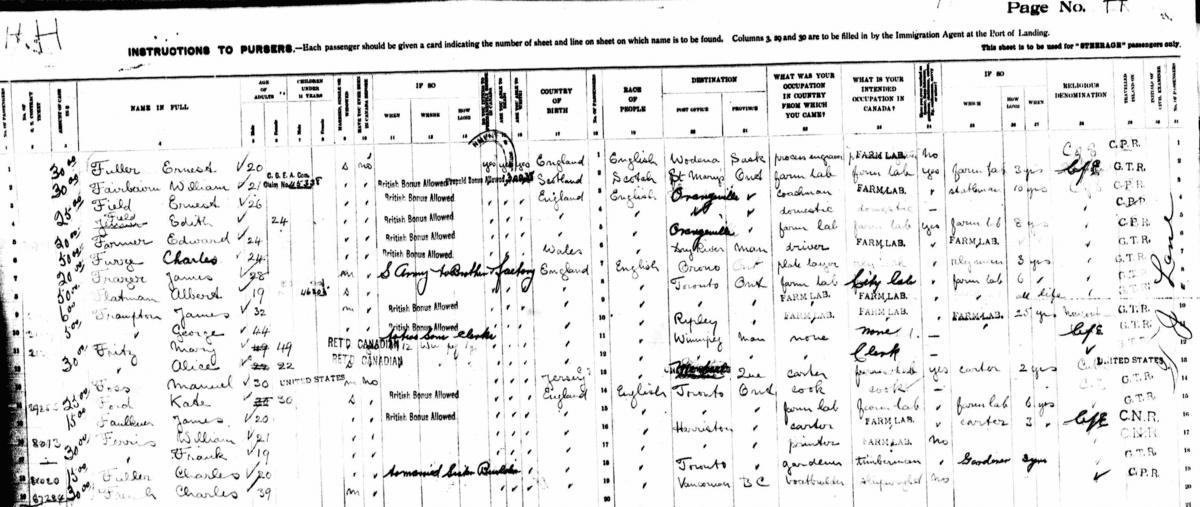 1913 Passenger list on Ancestr.com