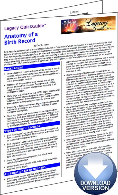 Anatomy of a Birth Record