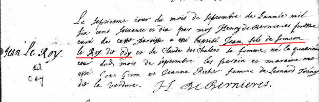 LFT Dit Name LeRoy dit Ody 1670 copy