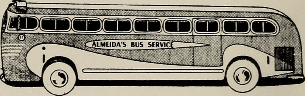 Almeida' Bus Service Advertisement in New Bedford Textile School's Yearbook The Fabricator (1961). Image Source: Internet Archive. Almeida' Bus Service Advertisement in New Bedford Textile School's Yearbook The Fabricator (1961). Image Source: Internet Archive.
