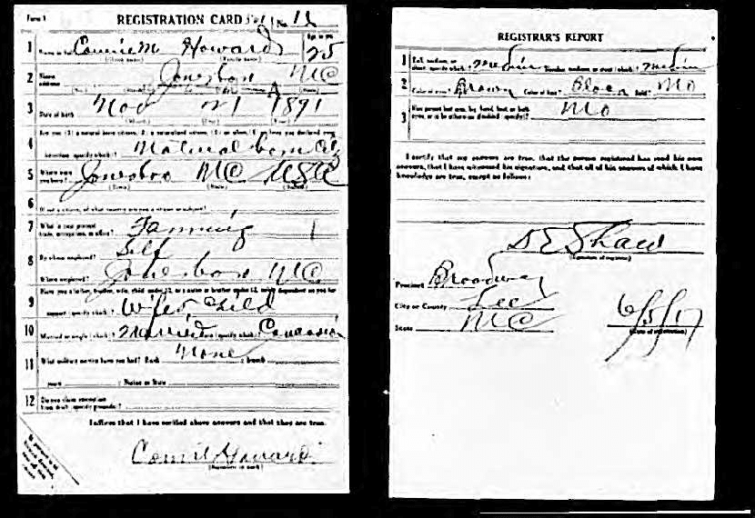 WWI Draft C Howard