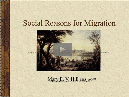 New "Member Friday" Webinar - Social Reasons for Migration by Mary Hill, AG